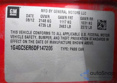 2013 Buick Lacrosse Leather Group из США, поврежденный, VIN 1G4GC5ER6DF147206